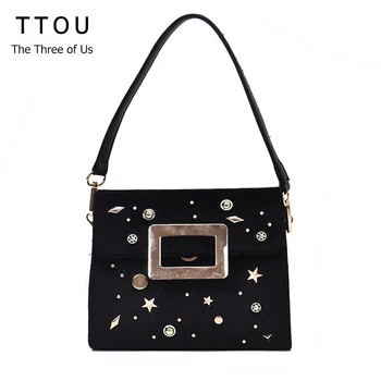 

TTOU Women Rivet Velour Handbag Elegant Pleuche Bag AW Fashion Shoulder Bag Ladies Messenger Bag Bolsa Feminina