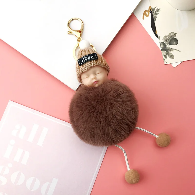 

Cute bag accessories doll hair ball pendant wool plush chain handbag pendant handmade travel obag locks Handle Ornament