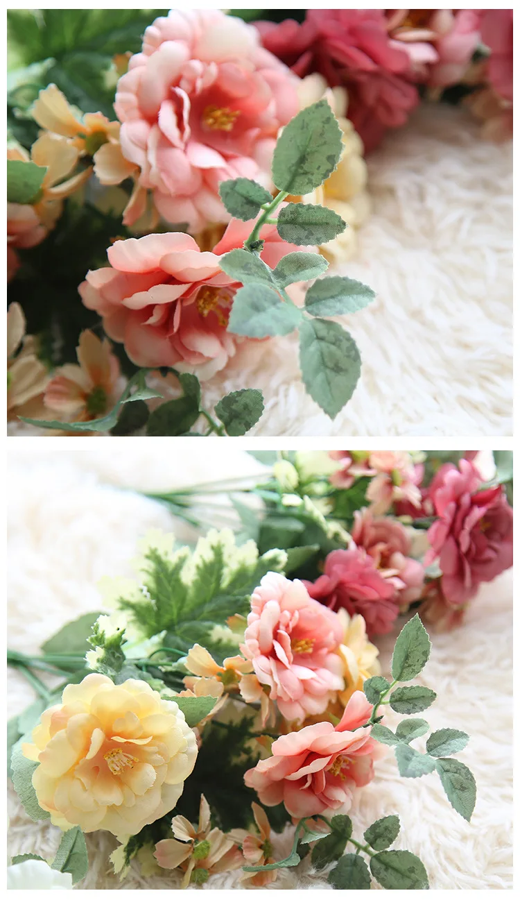 1 букет Завод чай оптом Роза Камелия цветы, искусственные цветы для домашнего свадебного украшения праздничные цветы