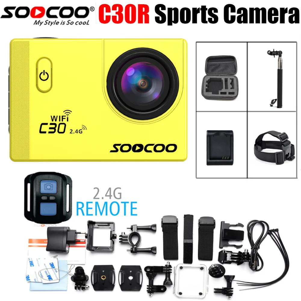 

Action Camera go NTK96660 SOOCOO C30R Wifi 4K@24FPS 16MP 2.0"LCD 30m Waterproof Extreme Sports Camcorder pro HD DVR camera mini