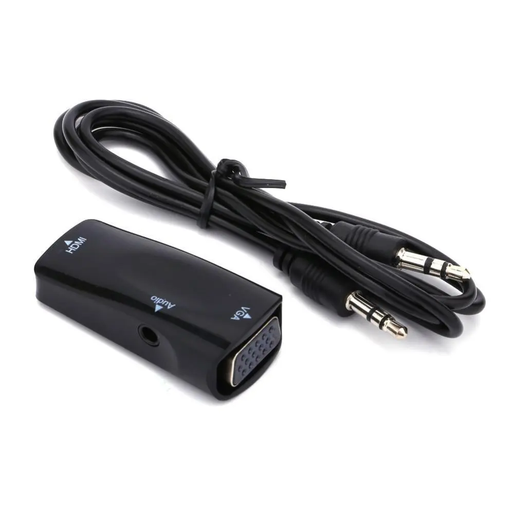 

HDMI to VGA Video Converter Gold-Plated Active HD 1080P Female to Female Adapte with 3.5mm Audio for Laptop PC Xbox STB Blu-ray