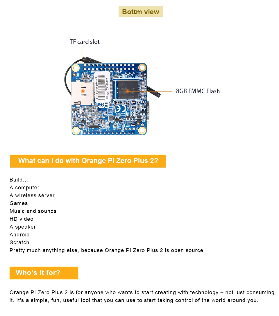 Оранжевый Pi Zero Plus 2 H3 Set3: opi Zero Plus 2 H3+ плата расширения, макетная плата за пределами Raspberry Pi