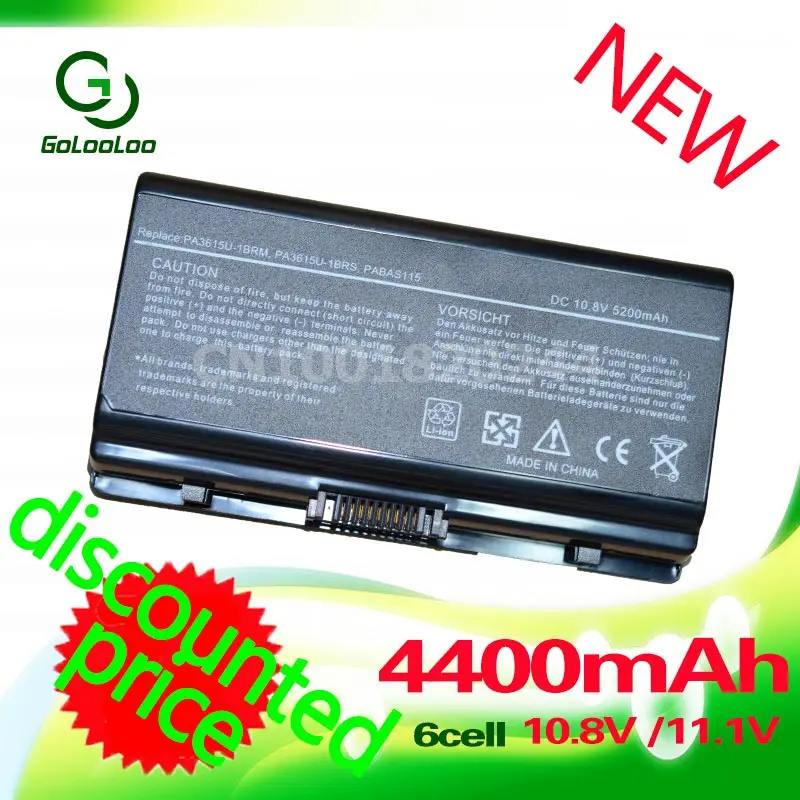 Golooloo 4400MaH 11 1 v 6 Аккумулятор для ноутбука Toshiba PABAS115 PA3615U 1BRM 1BRS Satellite L40 Pro L45|battery for