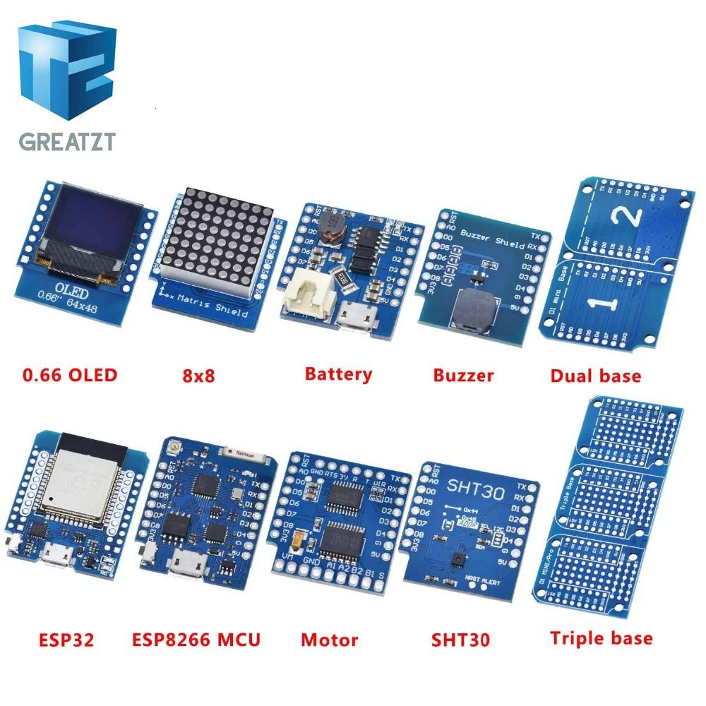 Esp8266 D1 Mini Pro Wifi Nodemcu Технические характеристики аккумулятор Ds1307 0 66 Oled Dc зуммер V1.0.0