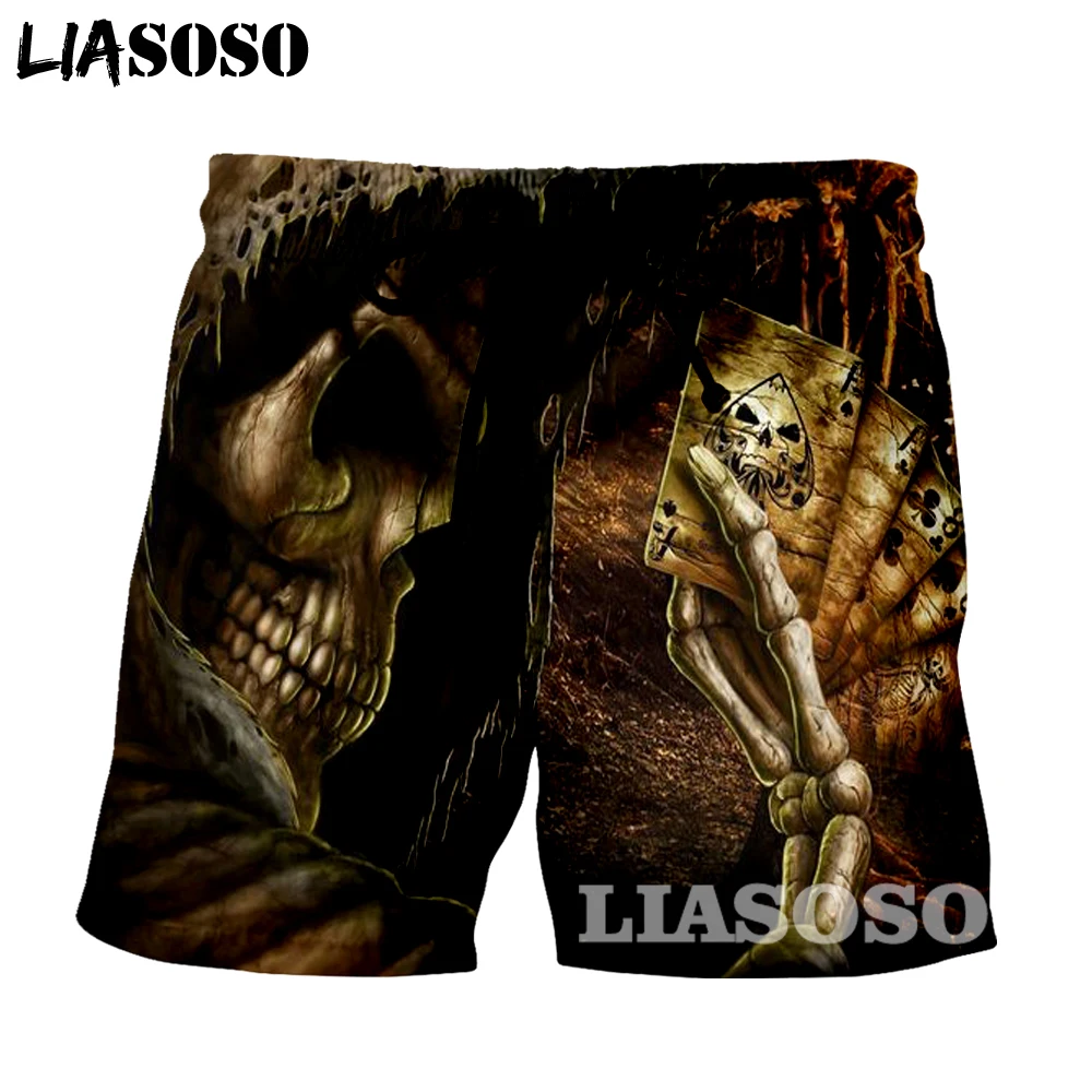 LIASOSO Новая мода лето Для мужчин Пляжные шорты 3D принт череп Мрачный Жнец Мужчин's