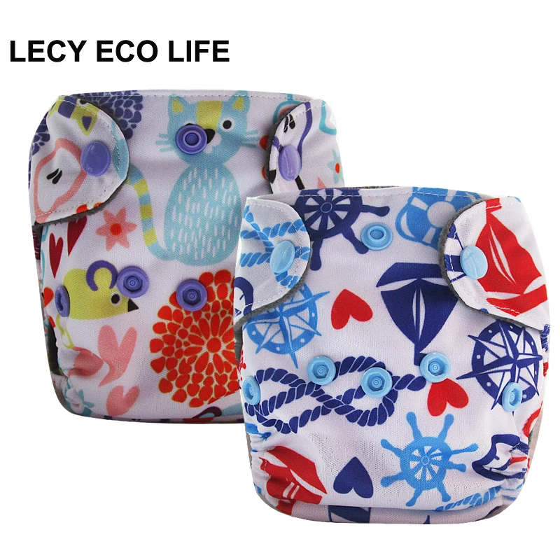 

LECY ECO LIFE digital print cloth newborn diaper nappy with bamboo charcoal inner material, mini size nappies double leg gusset