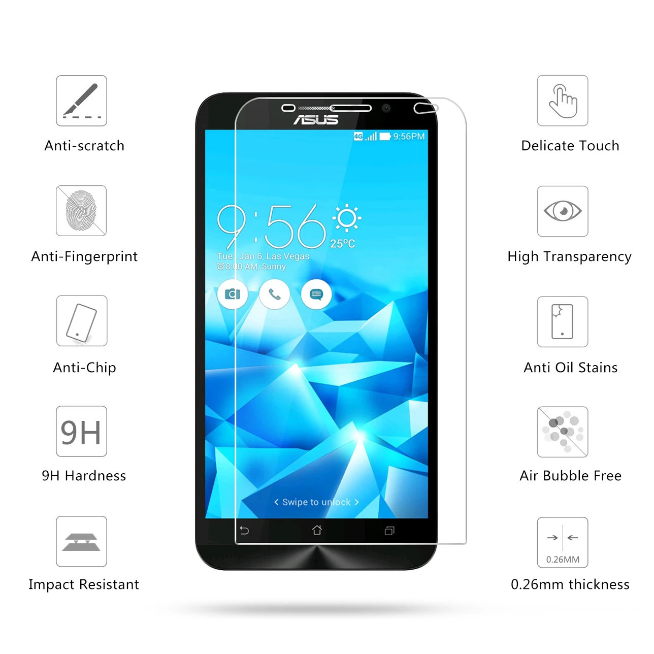Закаленное стекло премиум класса 2.5D 0 26 мм 9H для Asus Zenfone 2 Deluxe ZE551ML ZE550ML 5 защитная