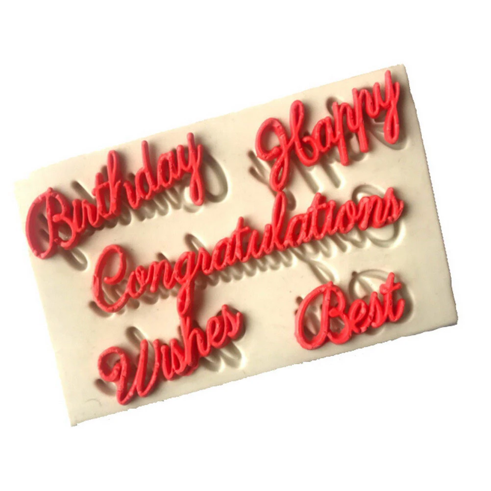 Happy Birthday Letters Fondant Cake Silicone Mold Best Wishes Cake DIY T