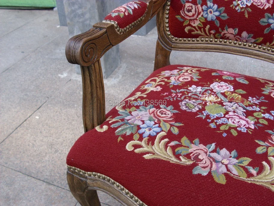 Free Shipping Antique Arm Chair Fauteuil Louis XV Style Gobelin Free shipping Antique Arm Chair Fauteuil Louis XV style Gobelin Tapestry Carved Wood Hobnails with needlepoint covers -in Dining Chairs from Furniture on ... - Free Shipping Antique Arm Chair Fauteuil Louis XV Style Gobelin