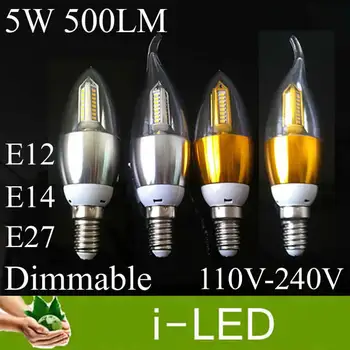 

Dimmable 5w led Candle Light E12 E14 E27 Candle Bulb Lamp 500lm Led Lights 110-240v Warm / Cold White 3 year warranty UL CE