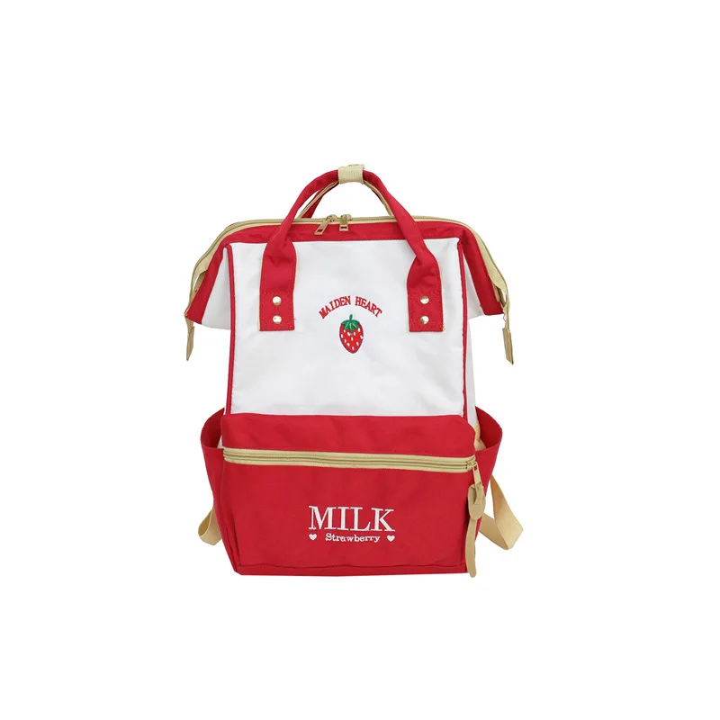 Рюкзак в японском стиле Harajuku милые школьные рюкзаки для девочек-подростков Kawaii с клубничным зажимом рюкзак для ноутбука школьная сумка - Цвет: Красный
