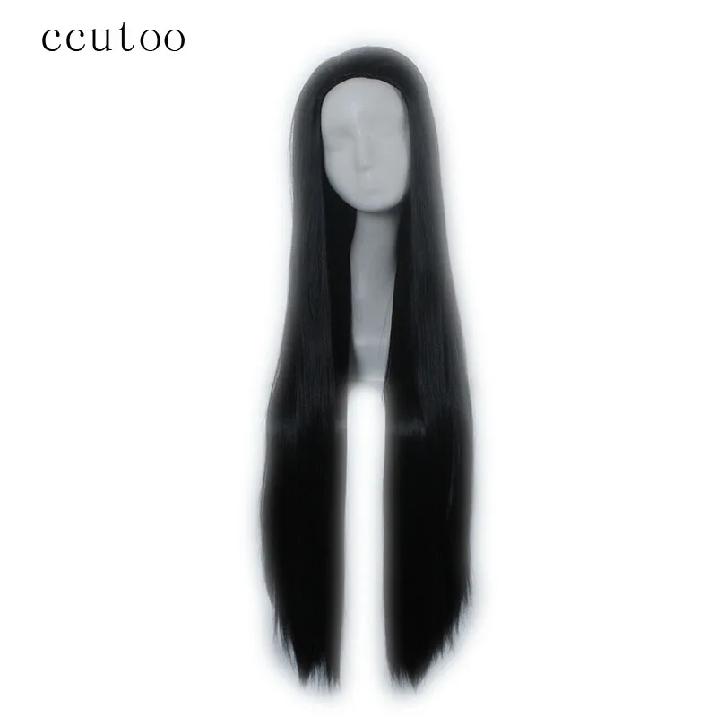 Ccutoo Красота советы 100 см длинные черные прямые древних клен вдова пик Синтетические волосы Косплэй парик Хэллоуин Искусственные парики