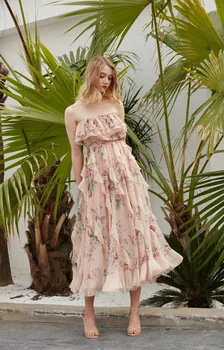 

EASYSMALL Women dress Fashion Beach Sexy Backless flower high-end Vestidosparty evening High Waist sleeveless Dresses