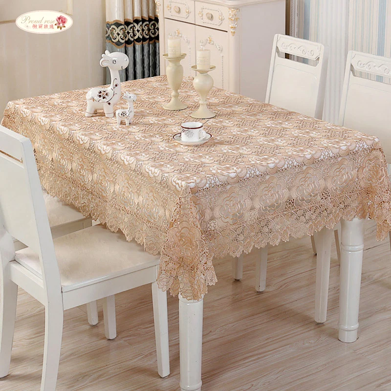  Proud Rose Lace Embroidery Table Cloth Round Tablecloth White Table Cover TV Ark Cover Cloth Table 