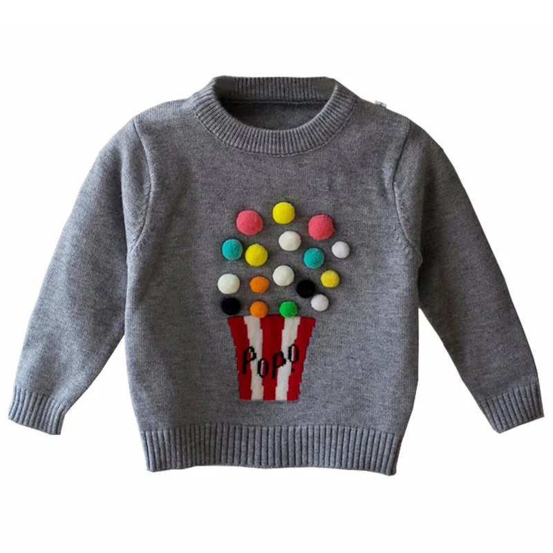 

2019 Autumn Baby Girls Boys Sweater Clothes Kids Knitwear Popcorn Sweaters For Girls Baby Knitted Sweater Girls Pullover Clothes