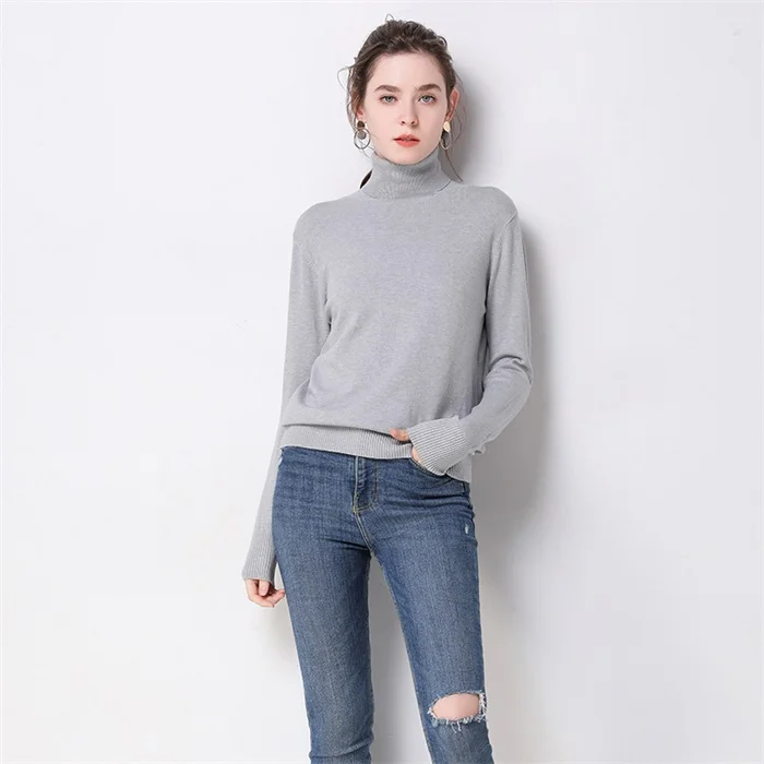 Autumn Winter sweater women turtleneck cashmere sweater knitted pullover women sweter fashion sweaters new Plus Size tops - Цвет: gray