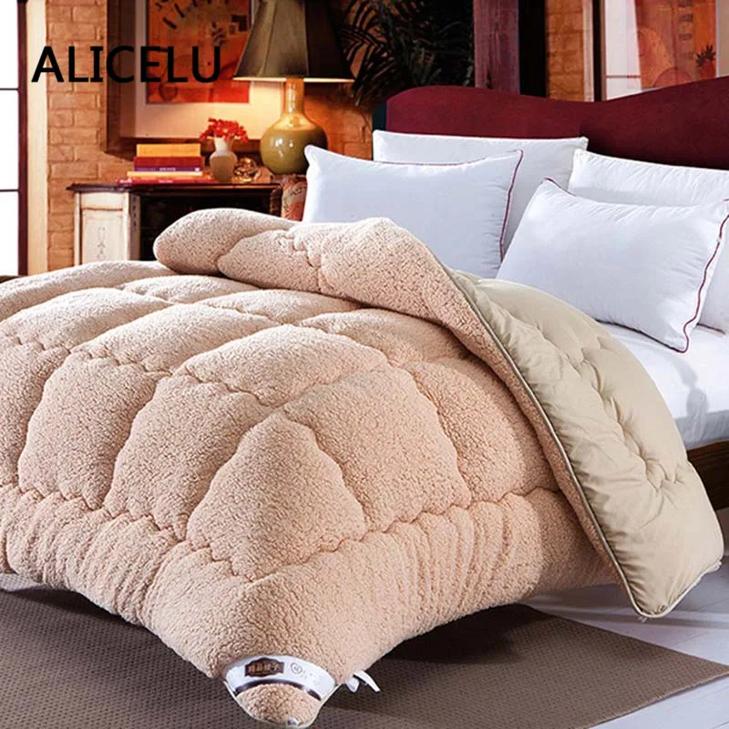 ALICELU Winter Comforters A Duvet Polyester Blanket Down Thick Wool Embossed Seven-hole Fiber Lamb Cashmere Feather Quilt | Дом и сад