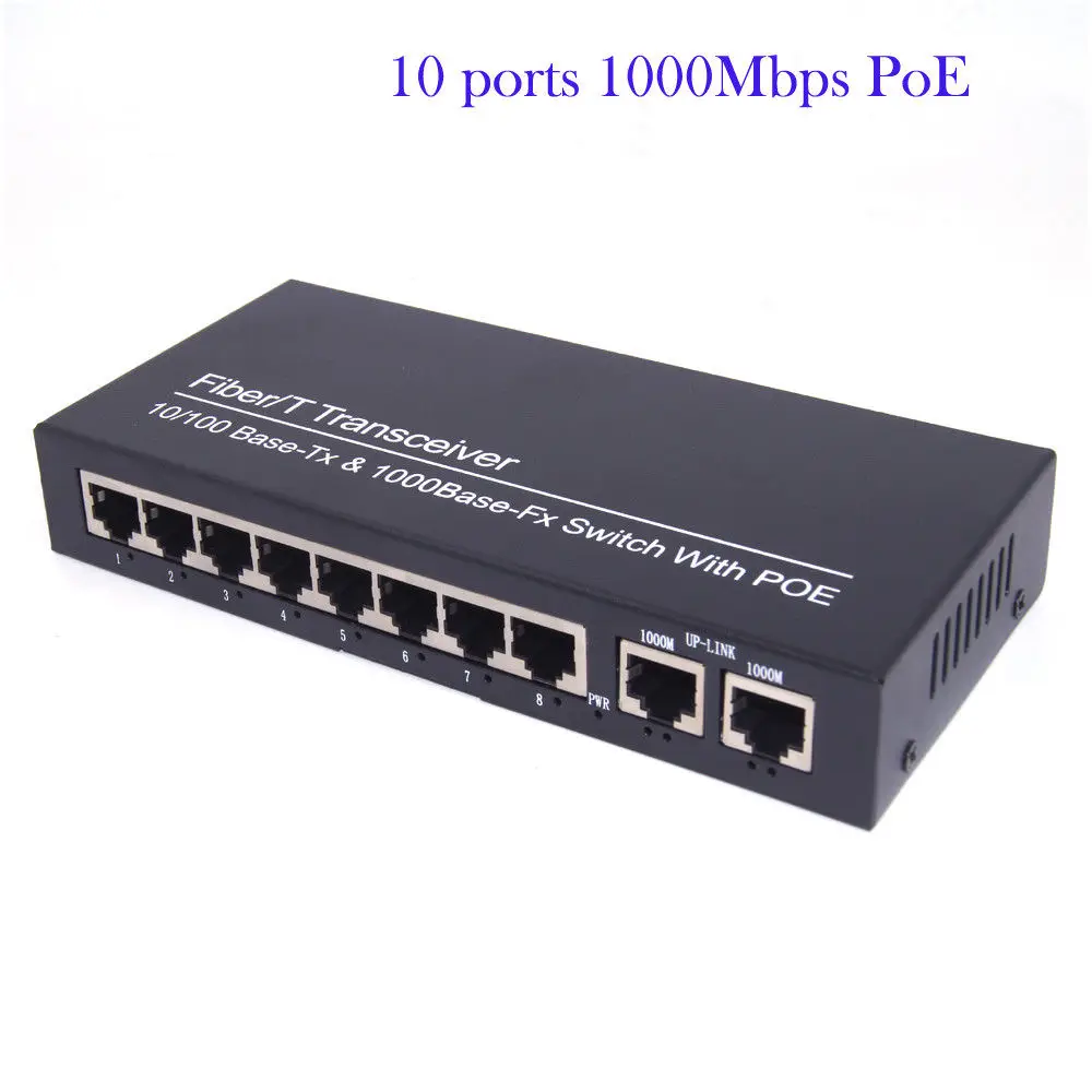 

Jyttek POE Switch 10 ports 1000M Gigbit (8 ports POE+2 ports Uplink) for POE IP cameras