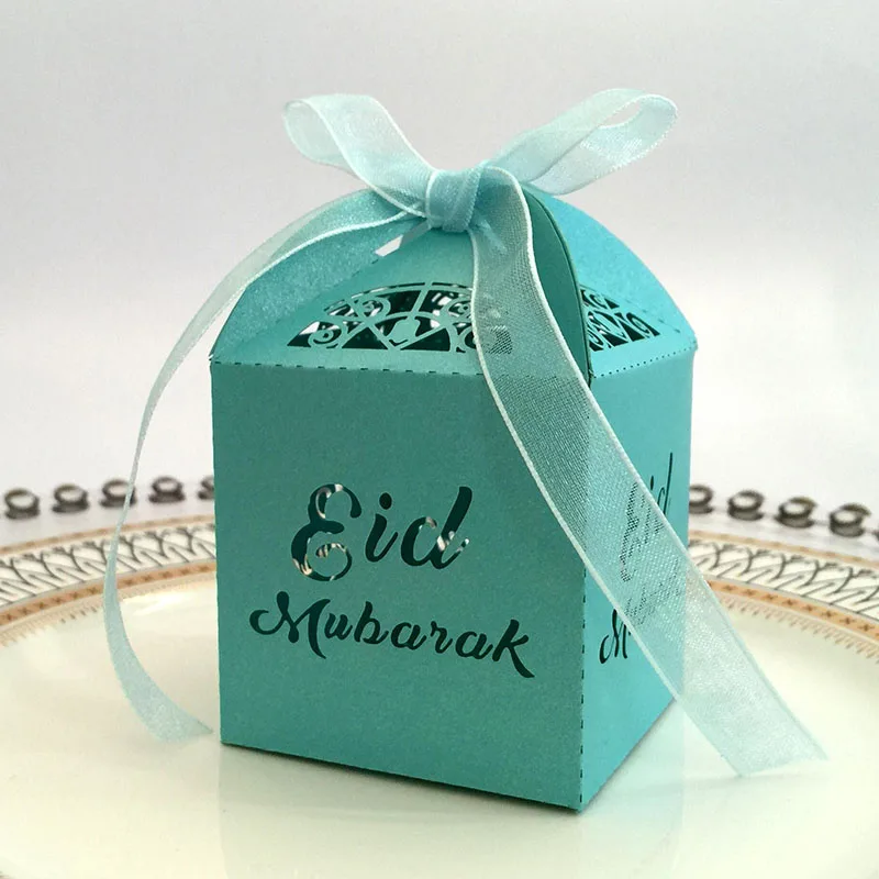 50 шт. Edi Mubarak Конфеты Подарочная коробка украшения для Рамадана исламские вечерние Сувениры Коробка Dragee коробка упаковка с лентой EDI DIY украшения