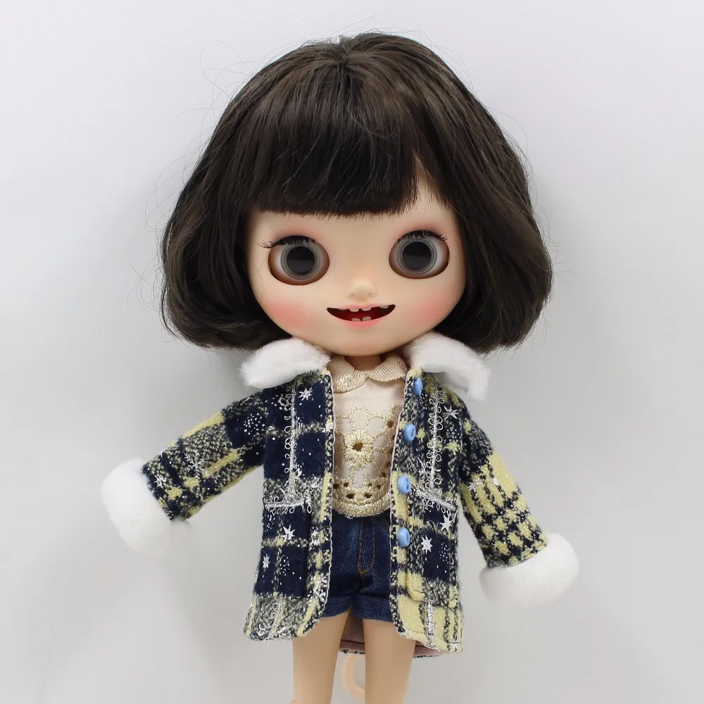 Blyth doll ледяное пальто фиолетовый зеленый клетчатая зимняя одежда