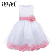 Детское платье с цветочным узором для маленьких девочек; детское элегантное платье подружки невесты с лепестками для малышей; Пышные свадебные торжественные Вечерние платья из тюля