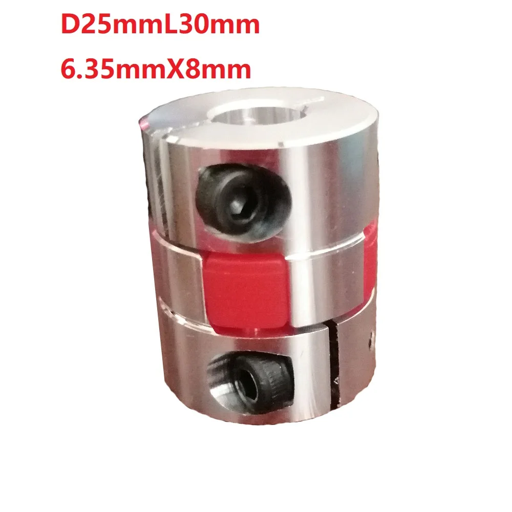 1pcs 6.35X8 D25L30 Aluminium Shaft Plum blossom Coupling Motor