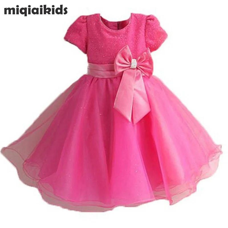 miqiaikids 2021 New Style Summer Girl Drees Party With Bow Dress Children Princess Kids 2 4 6 8 Years 1272 | Детская одежда и