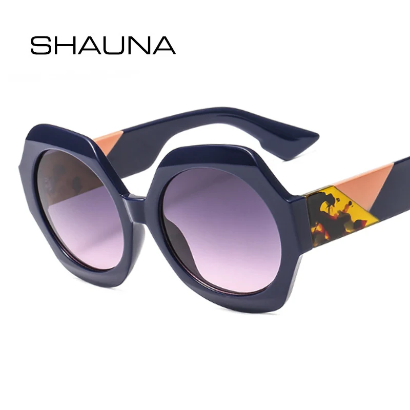 

SHAUNA Mixed Colors Arm Retro Round Sunglasses Women VU400