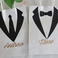 Personalzie Groomsman Подарочная сумка, Лучший Человек Подарочная сумка, свадебная черная белая крафт-бумага сумки, подарки для клиентов сумки, добро пожаловать подарочные сумки