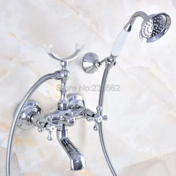 

Chrome Bathroom Bath Wall Mounted Hand Held Shower Head Kit Shower Faucet Sets lna722