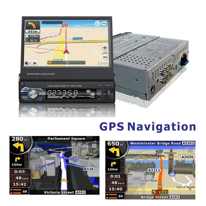 Lexxson Универсальный 7 дюймов автомобиля стерео радиоплеер gps навигации выдвижной
