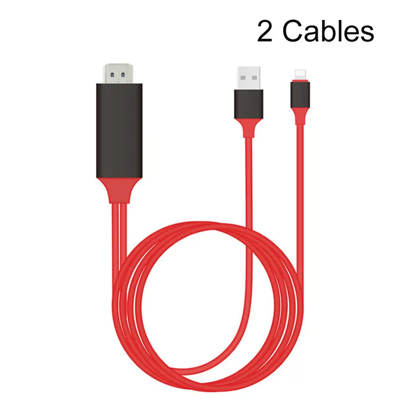 2 Black and Red PLUG& PLAY кабель для Lightning-HDMI HD tv адаптер цифровой av-кабель 1080P для iPad Pro Air для iPhone X 8 7 7 Plus 6S 6 5S - Цвет: 2 Black and Red