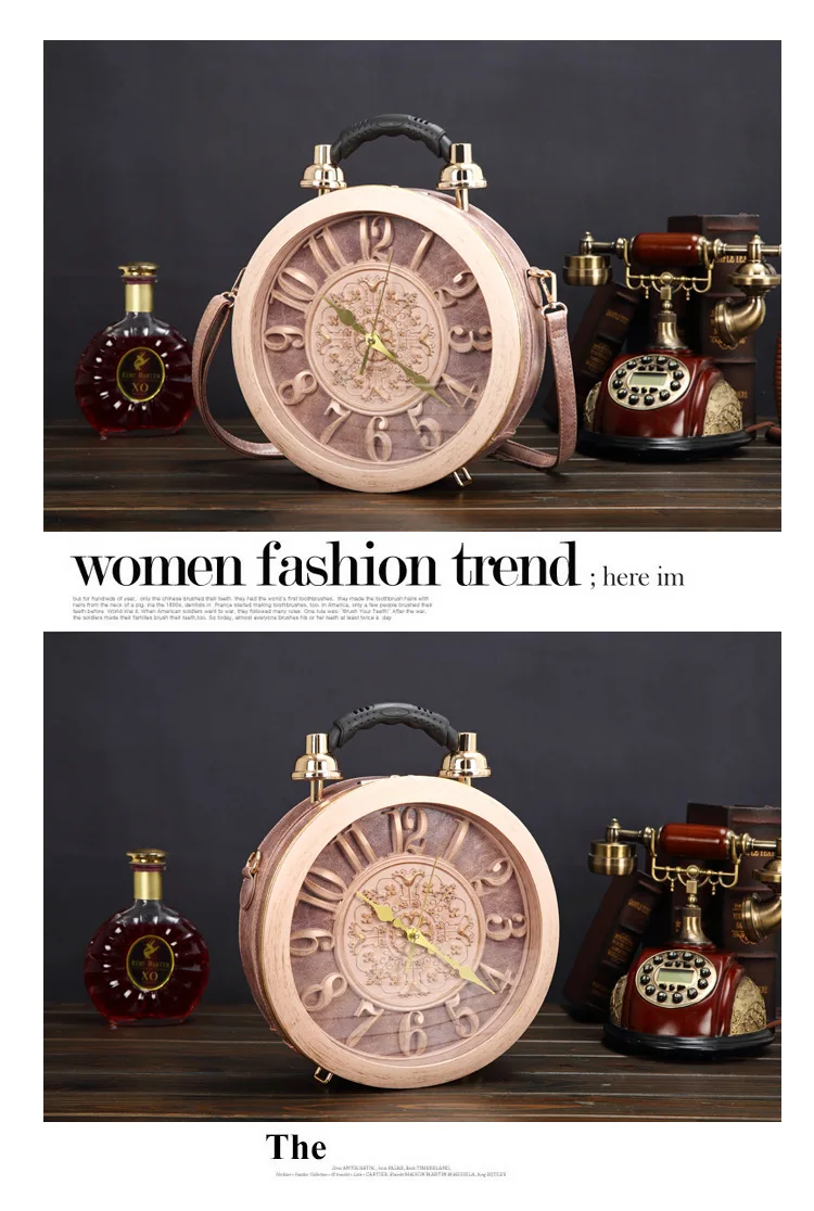 Имитация Ретро Сумка-часы настоящие часы женские кожаные сумки с вышивкой Женские сумки через плечо сумка-мессенджер стиль Braccialini