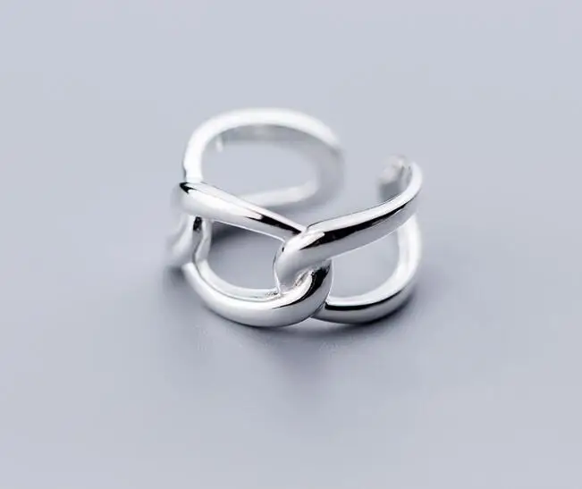

10mm 100% Authentic REAL.925 Sterling Silver Fine Jewelry Open Chain Band Long Ring Wider GTLJ1472
