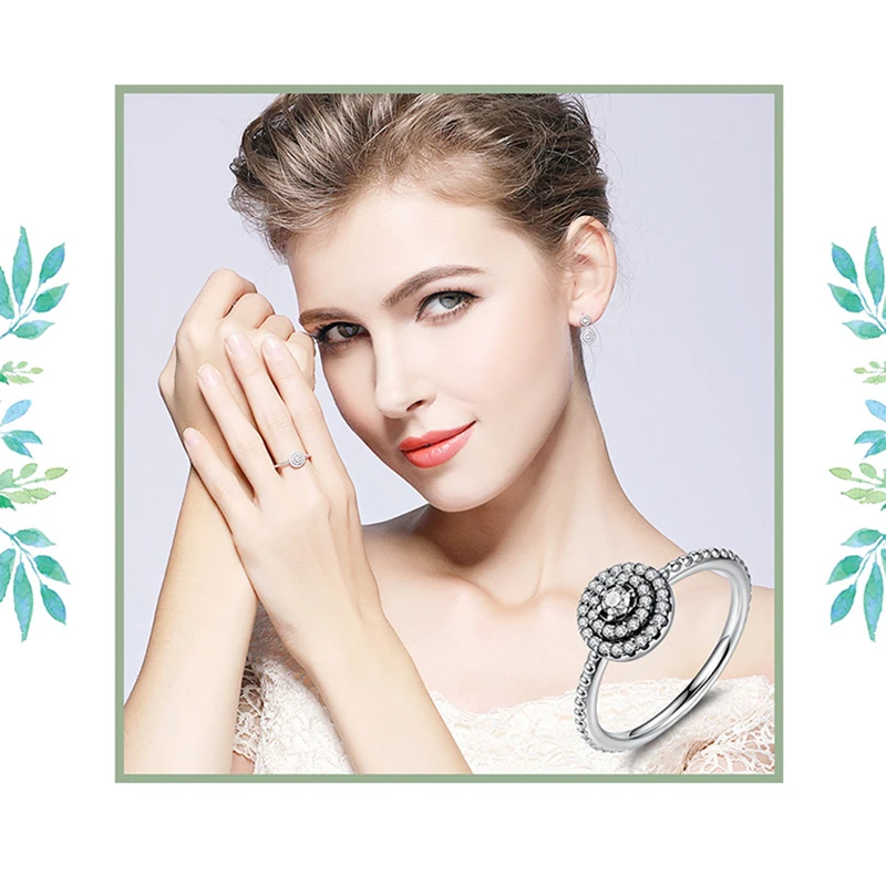 

925 Sterling Silver Round Shape Radiant Elegance, Clear CZ Flower Finger Rings for Women