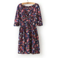 New 2016 Fashion Women Summer Tropical Dress Floral Print Vestidos Half Sleeve Casual Dresses Women Plus Size Free Shipping