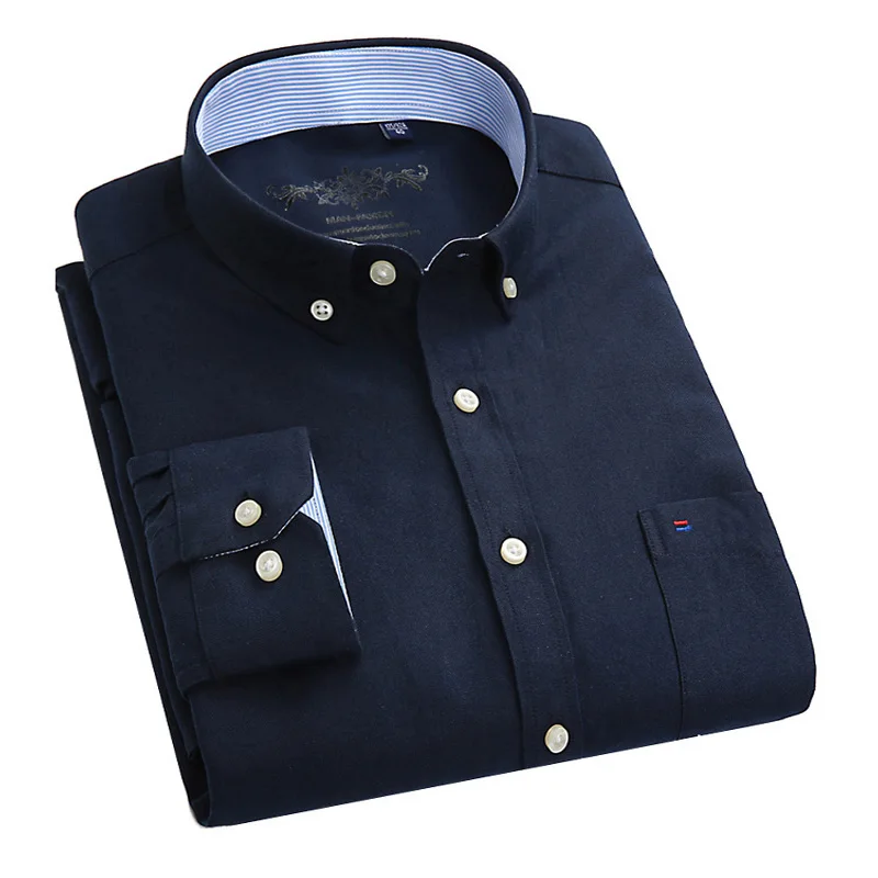 Дизайн супер высокое качество хлопок и полиэстер мужские рубашки бизнес повседневные рубашки люксовый бренд Оксфорд мужские рубашки