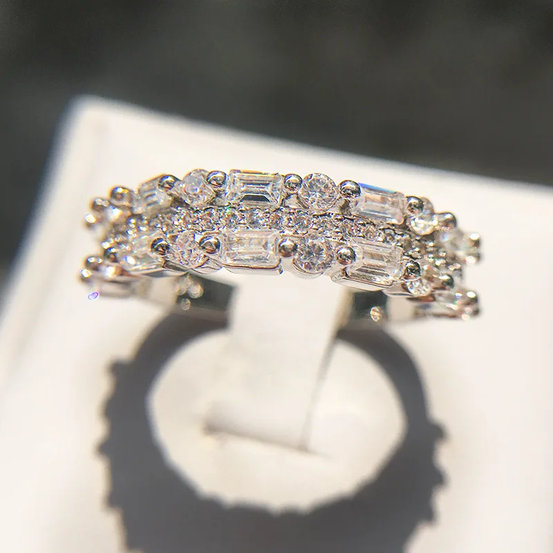 Двухслойное кольцо с фиолетовым кристаллом и желтым агатом для женщин, квадратное серебряное кольцо с цирконием AAA, блестящие вечерние ювелирные изделия