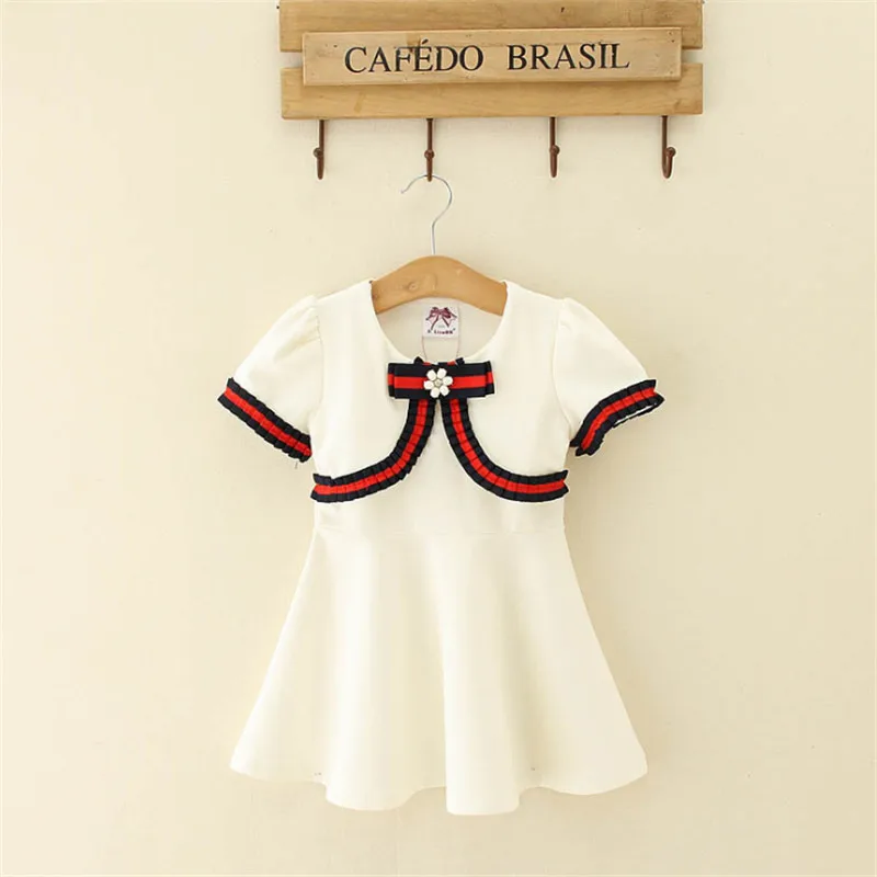 

High quality kids fashion designer uniform girls winter dress with bow kids long princess dress habille hiver fille