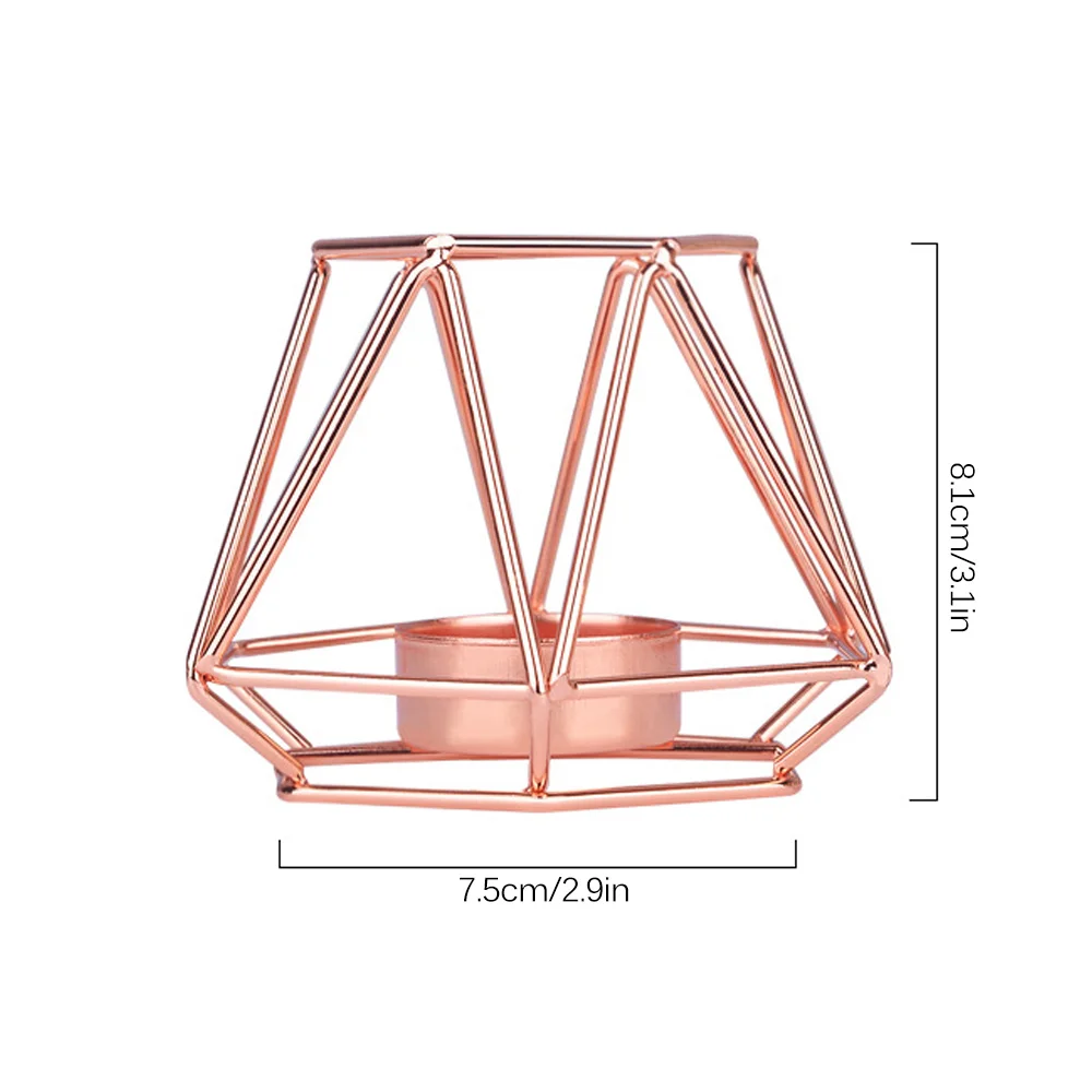Подсвечник в скандинавском стиле из кованого железа, геометрический металлический подсвечник, подсвечники, подставка, обеденный стол, свадебные украшения - Цвет: Rose gold S
