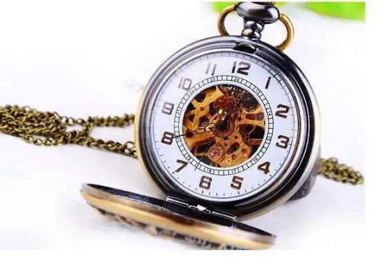 Стимпанк бронзовые медные Механические карманные часы цветы мужские и женские механические карманные часы