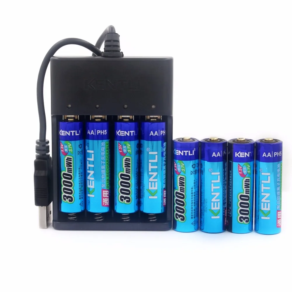 Cena 12 sztuk nowy KENTLI 1.5v 3000mWh AA akumulator litowo polimerowy litowo jonowy bateria litowo polimerowa + 4 gniazda inteligentna ładowarka na usb