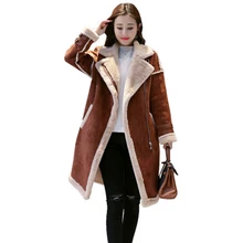 Осень-зима Для женщин Искусственная кожа замшевые пальто, толстые полусапожки с молнией и замшевые куртки Женский куртка из искусственной кожи из овечьей шерсти длинные куртки мотоциклиста детская верхняя одежда U13