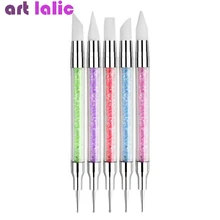 5 шт./компл. 2 способ Хрустальная силиконовая головка гвозди дозирующие инструменты из горного хрусталя краска для ногтей ручка-Скульптор ди...(China)