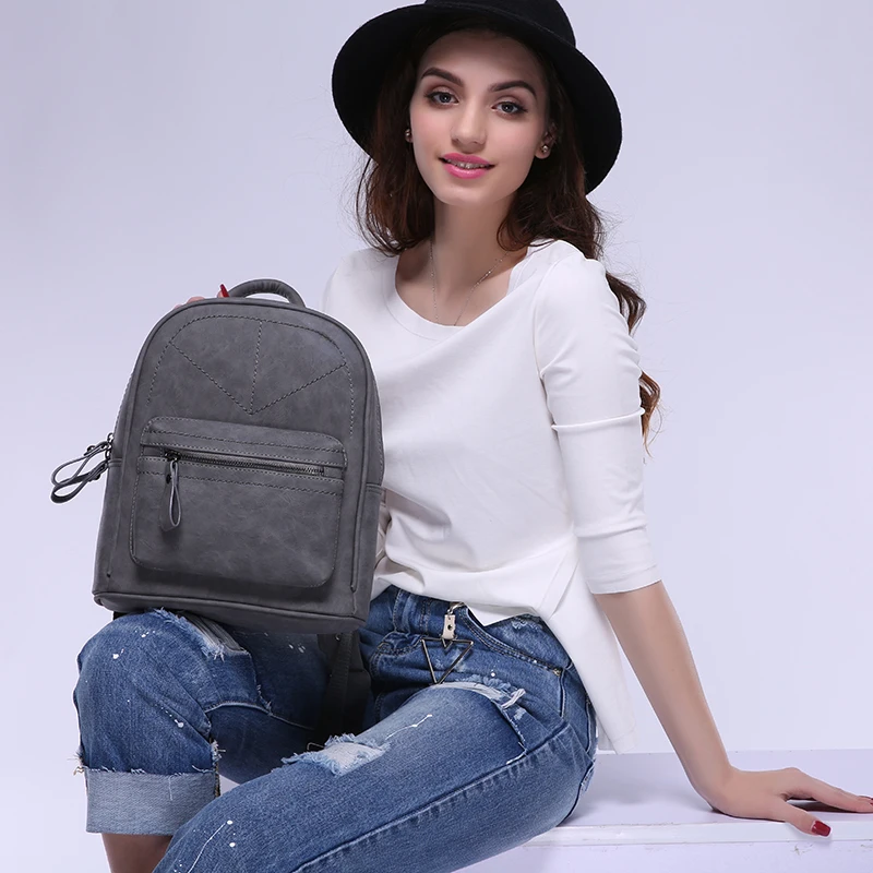 Toposhine Retro Backpack Women PU Leather Bag Women Bag Medium Women Backpack Mochila Feminina School Bags for Teenagers 1591