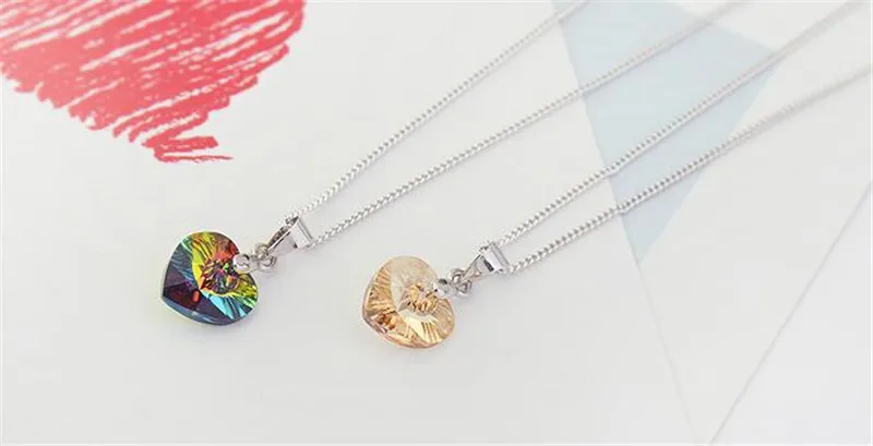 SHDEDE подвески в виде сердца, ожерелья с кристаллами от Swarovski, серебряная цепочка, колье для женщин, новинка, женский подарок+ 25774