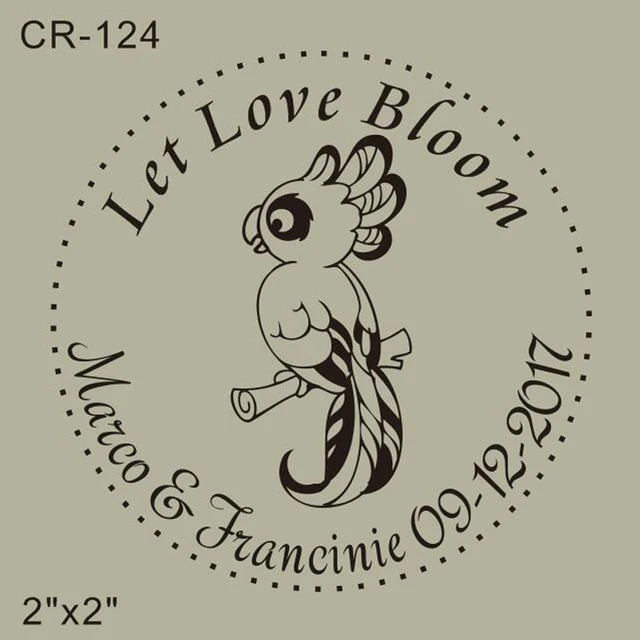 free shipping custom parrot rubber stamps 2 x2 let love bloom