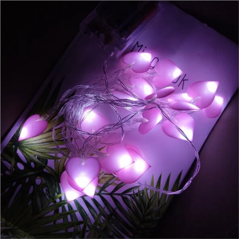 

Romantic Heart Led Light String with Battery Box Pink/Blue Cloth Heart Night Light for Holiday Birthday Party Deco 15/300cm 2324