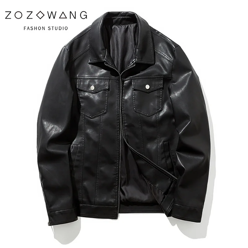 

ZOZOWANG 2019 new Spring winter men's leather jacket coat classic leather motorcycle leather jacket leisure clothing Plus size