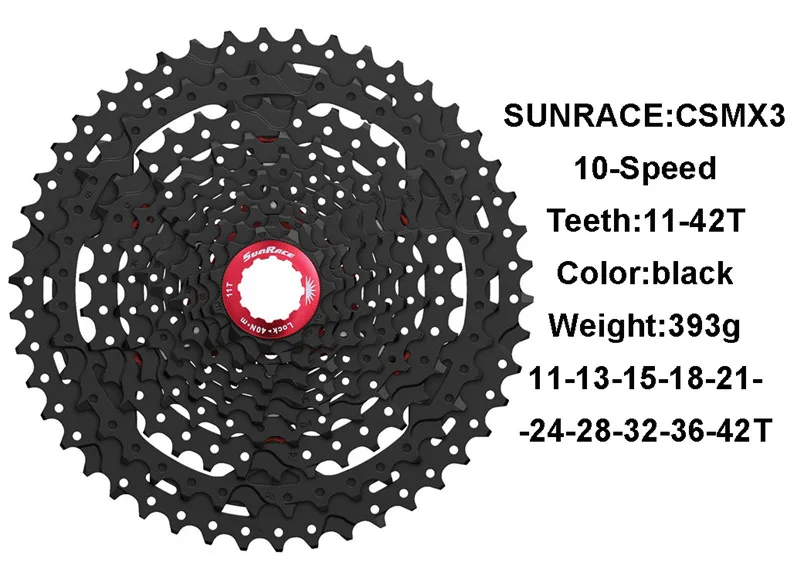 Sunracing CSMX3 CSMX8 MTB велосипед кассета 10S 11S скорость-11-40 T/11-42 T/11-46 T, черный/серебристый велосипед свободного хода для SLX - Цвет: CSMX3-black-42T
